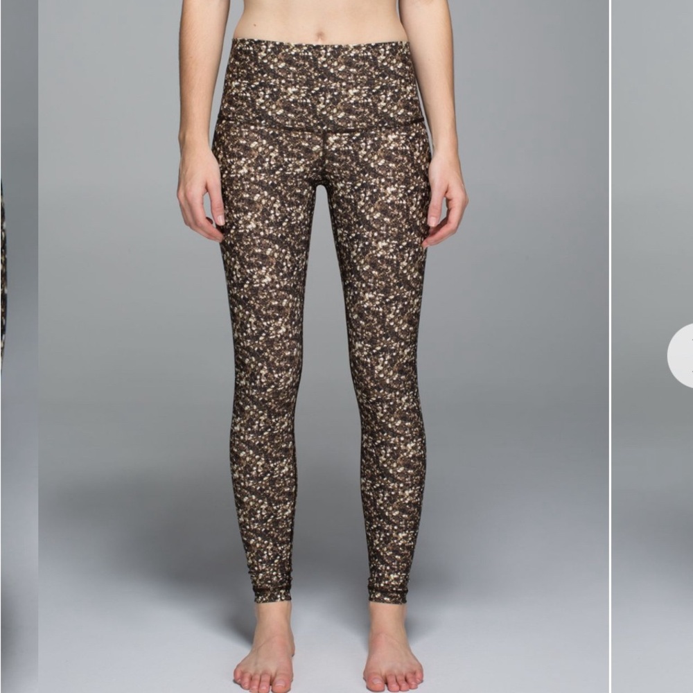 Lululemon Shine Tight Roll Down Gold Shiny Shimmer Multi Legging Sz 4 Activewear